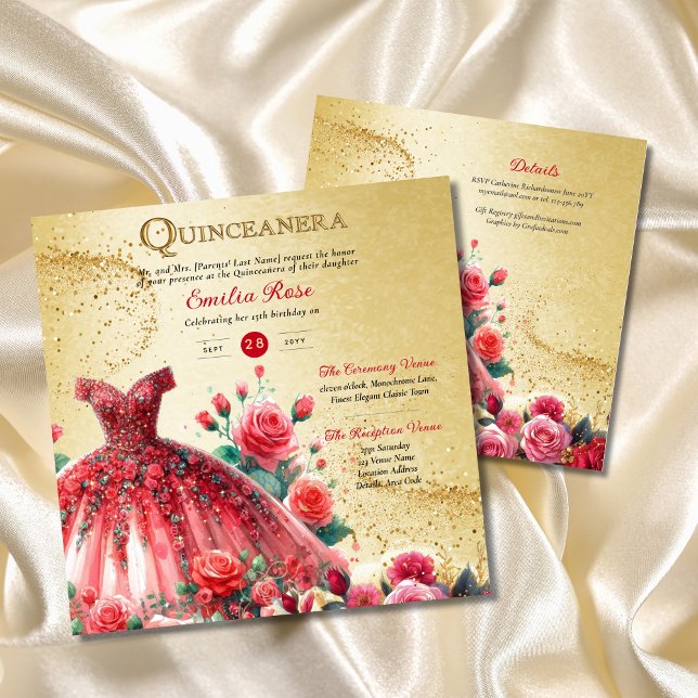 Convite Recepção de Cerimônia de Vestido de Quinceanera Do (Criador carregado)