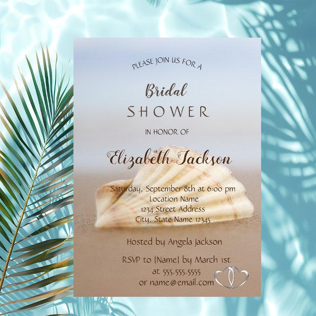 Convite Recepção de Corações de Conchas de Praia (Criador carregado)