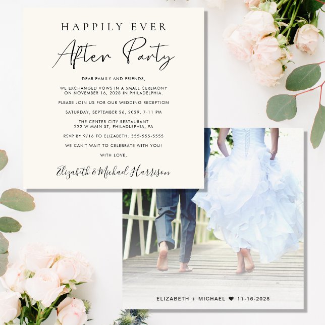 Convite Recepção de Creme de Foto Felizes para Sempre (An elegant Happily Ever After Party Invitation to set the tone for an unforgettable event)