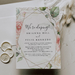 Convite Recepção de Elopemento de Folhagem Verde Dourada G