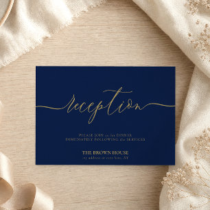 Convite Recepção de Festa Simples com Assinatura Navy Dour