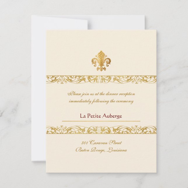 Convite Recepção de Fleur-de-lis Themed (Frente)