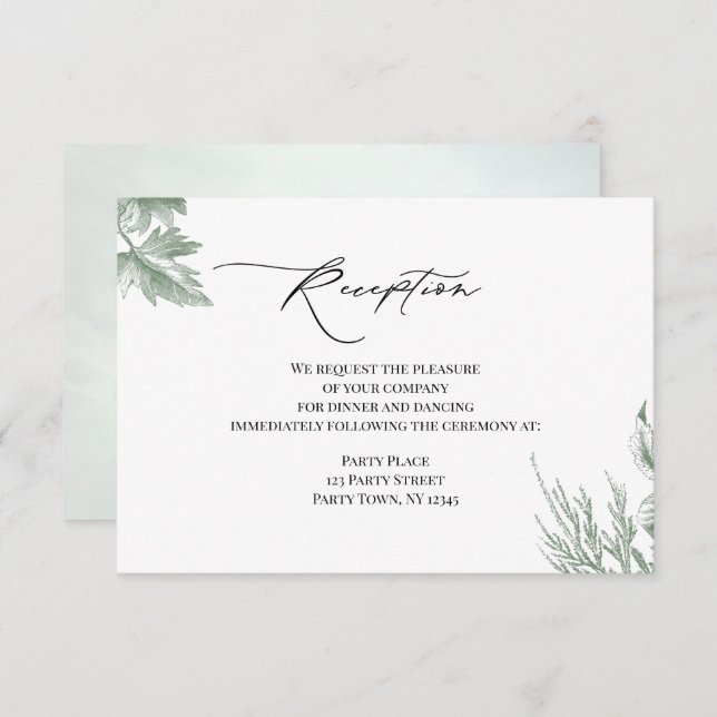 Convite Recepção De Folhas Botânicas De Verdura (Frente/Verso)