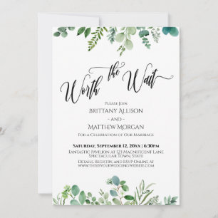 Convite Recepção de Greenery de Eucalipto Vale a Espera