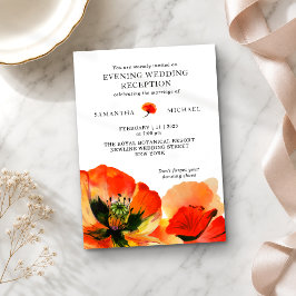 Convite Recepção de Noite de Casamento com Flor de Papoula