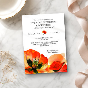 Convite Recepção de Noite de Casamento com Flor de Papoula