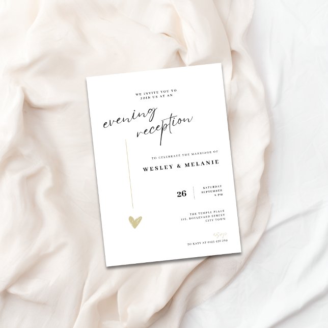 Convite Recepção de Noite de Casamento em Ouro Elegante (Elegant The Wedding Invitation - Evening Reception)