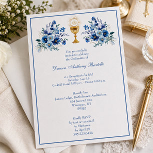 Convite Recepção de Ordenação de Padre Diácono Floral
