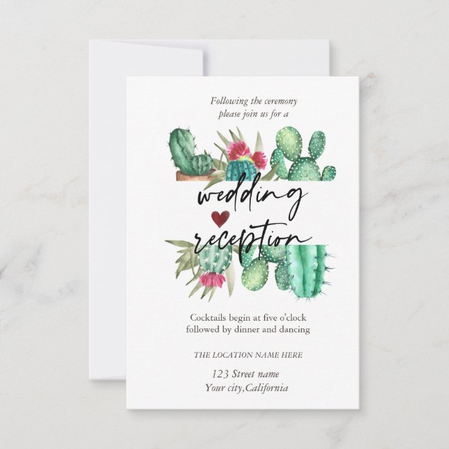 Convite Recepção de Pontos de Cactus em Aquarela  (Frente)