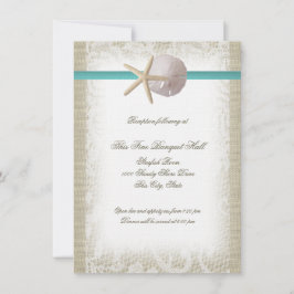 Convite Recepção de Praia Burlap e Lace Aqua