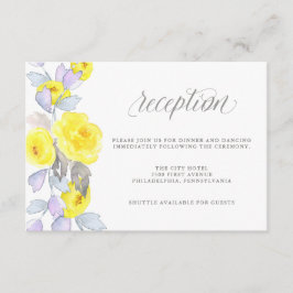 Convite Recepção de Rosas de Aguarela Amarelo Roxo e Cinza