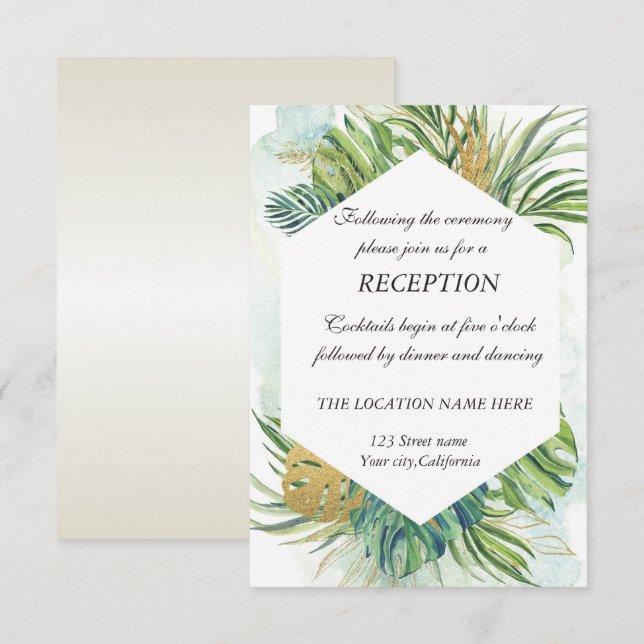 Convite Recepção de Verão de Folhas de Palmeira Tropical (Frente/Verso)