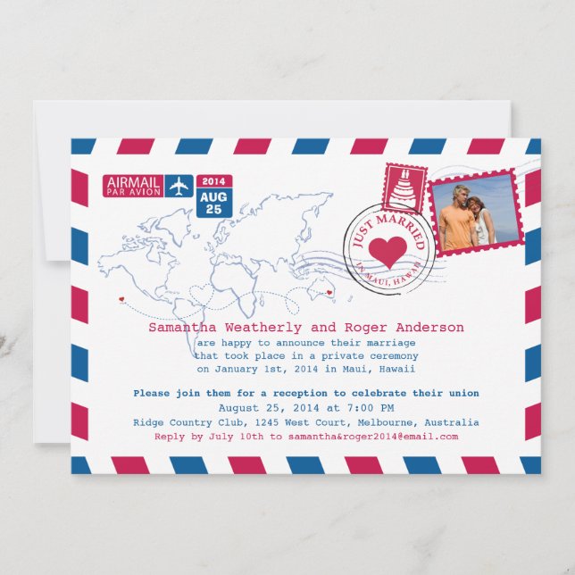 Convite Recepção do Correio Postal Área Austrália/Havaí (Frente)