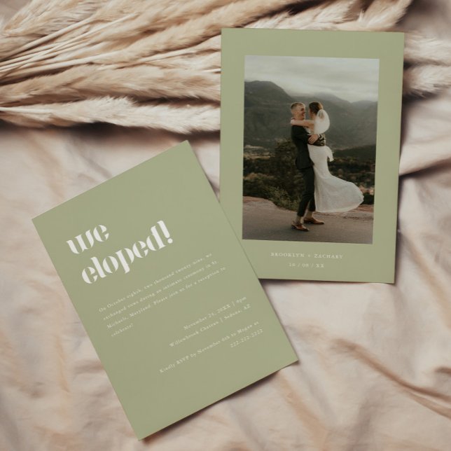 Convite Recepção do Elopemento Verde do Casamento Moderno  (Criador carregado)