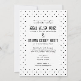 Convite Recepção Dotada de Polka Preta e Branca Elegante