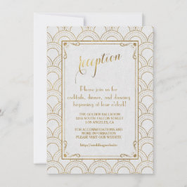 Convite Recepção Dourada Grande Gatsby Arte Deco Branco