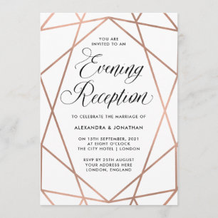 Convite Recepção Dourado cor-de-rosa da noite do falso