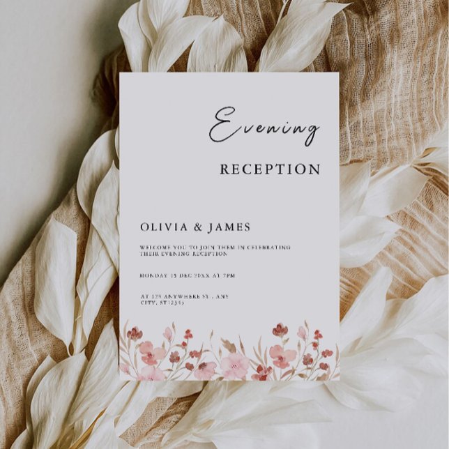 Convite Recepção Elegante à Noite Rosa (Elegant Rose Evening Reception Invitation)