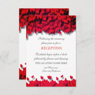 Convite Recepção Elegante de Corações Vermelhos
