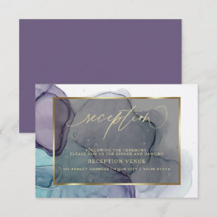 Convite Recepção Elegante em Tons de Teal, Roxo e Fumaça