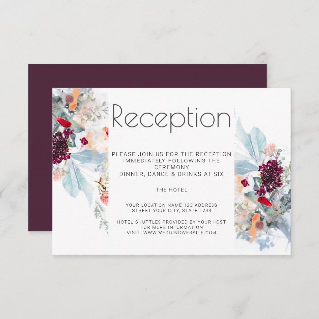 CONVITE RECEPÇÃO ELEGANTE FLORAL VERMELHA E LARANJA (Frente/Verso)