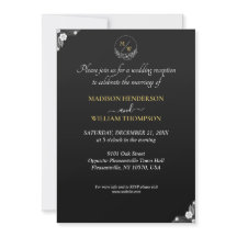 Recepção Elegante Simples Preta e Branca