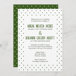 Convite Recepção Elegante Verde e Branca Dotada por Polka