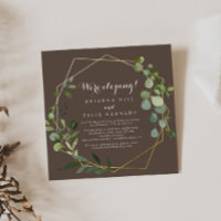 Recepção Elopemento Verde Marrom Geométrico Dourad