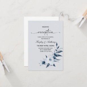 Convite Recepção em Prata e Azul Real