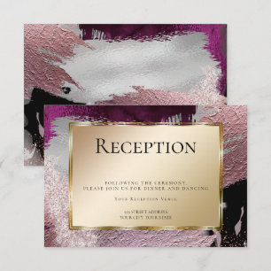 Convite Recepção  Faux Moderno Traços de Berry Dourado 