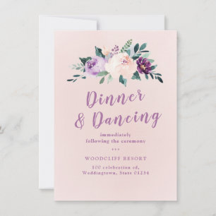 Convite Recepção floral de cor roxa-de-fundo