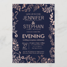 Recepção Floral Dourada Rosa Azul Elegante