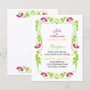 Convite Recepção Floral e Ondulações de Folha Elegante
