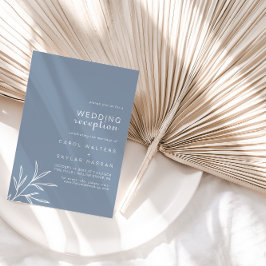 Convite Recepção Formal Mínima de Casamento Azul Poeirento