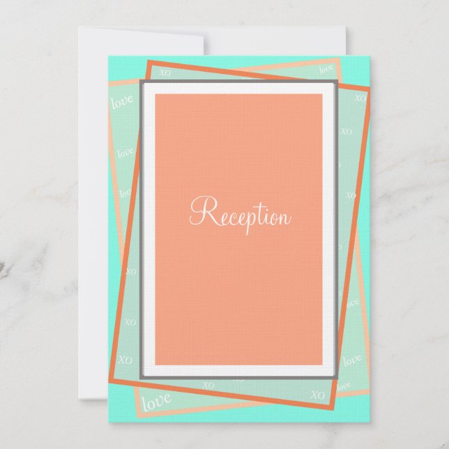 Convite Recepção Geométrica Azul Cantaloupe Monograma (Frente)