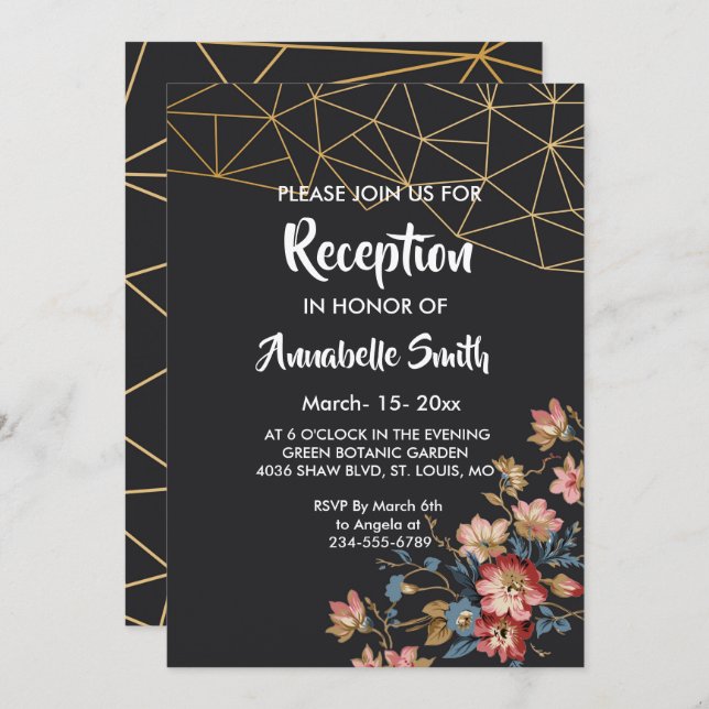 Convite Recepção Geométrica do ouro (Frente/Verso)