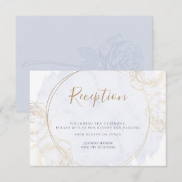 Convite Recepção | Gilded Rose Poeira Azul Aquarela