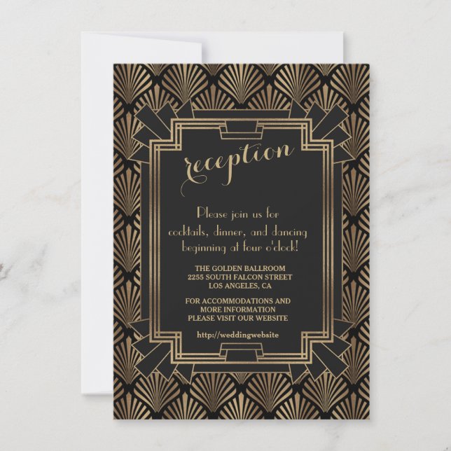Convite Recepção Glam Roaring 20's Great Gatsby 1920s (Frente)