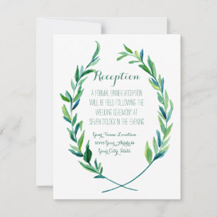 Convite Recepção Laurel Wreath Modern Simple Olive Leaf