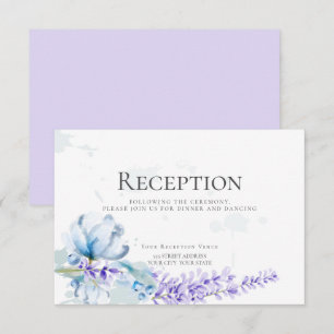 Convite RECEPÇÃO  Lavanda de aquarela — Azul-Dusty