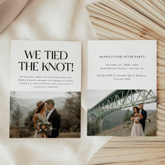 Convite Recepção Minimalista de Casamento com Fuga com 2 F