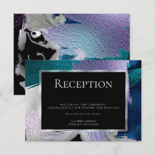 Convite Recepção  Modern Faux Metallic Teal Violet