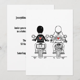 Convite Recepção Noturna de Casamento de Motoqueiro