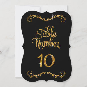 Convite Recepção Número 10 da Tabela de Glitter de Scri