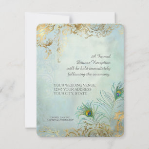 Convite Recepção para Jantar Pavão Elegante Casamento