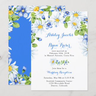Convite Recepção Pós-Casamento Blue White Daisy Somente