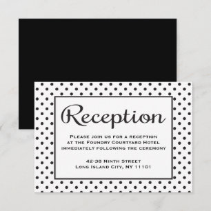 Convite Recepção Preto e Branco com Bolinhas de Casamento