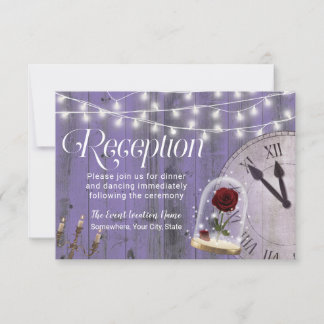 Convite Recepção Rosa de Casamento de Fairytale de lavanda