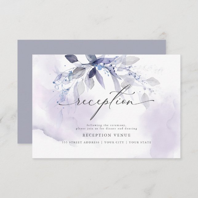 Convite Recepção Rústica De Folhagem Violeta (Frente/Verso)