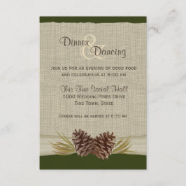 Convite Recepção Verde de Cones de Pinheiro e aniagem